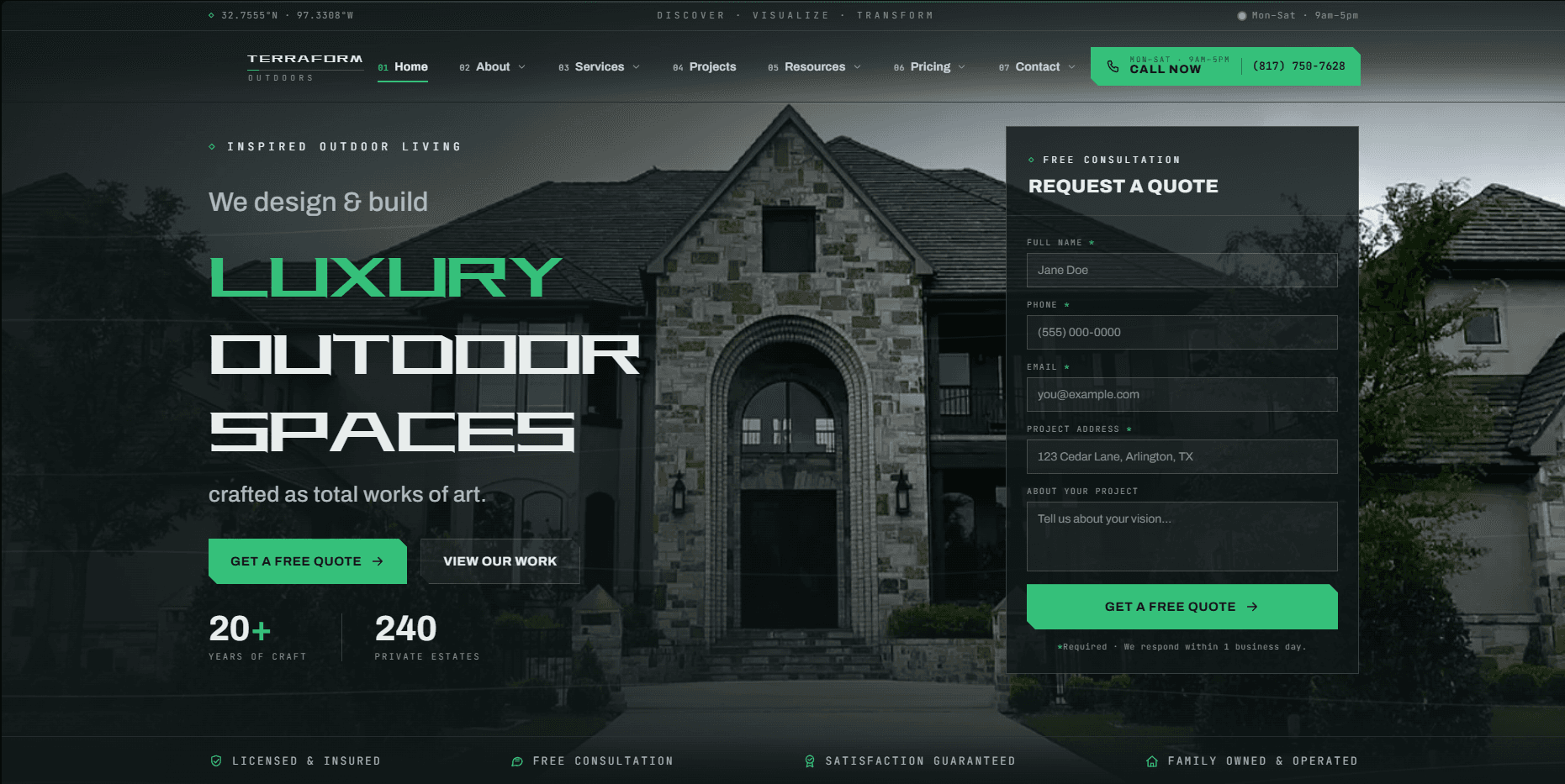 Terraform Outdoors website by Infinite Development