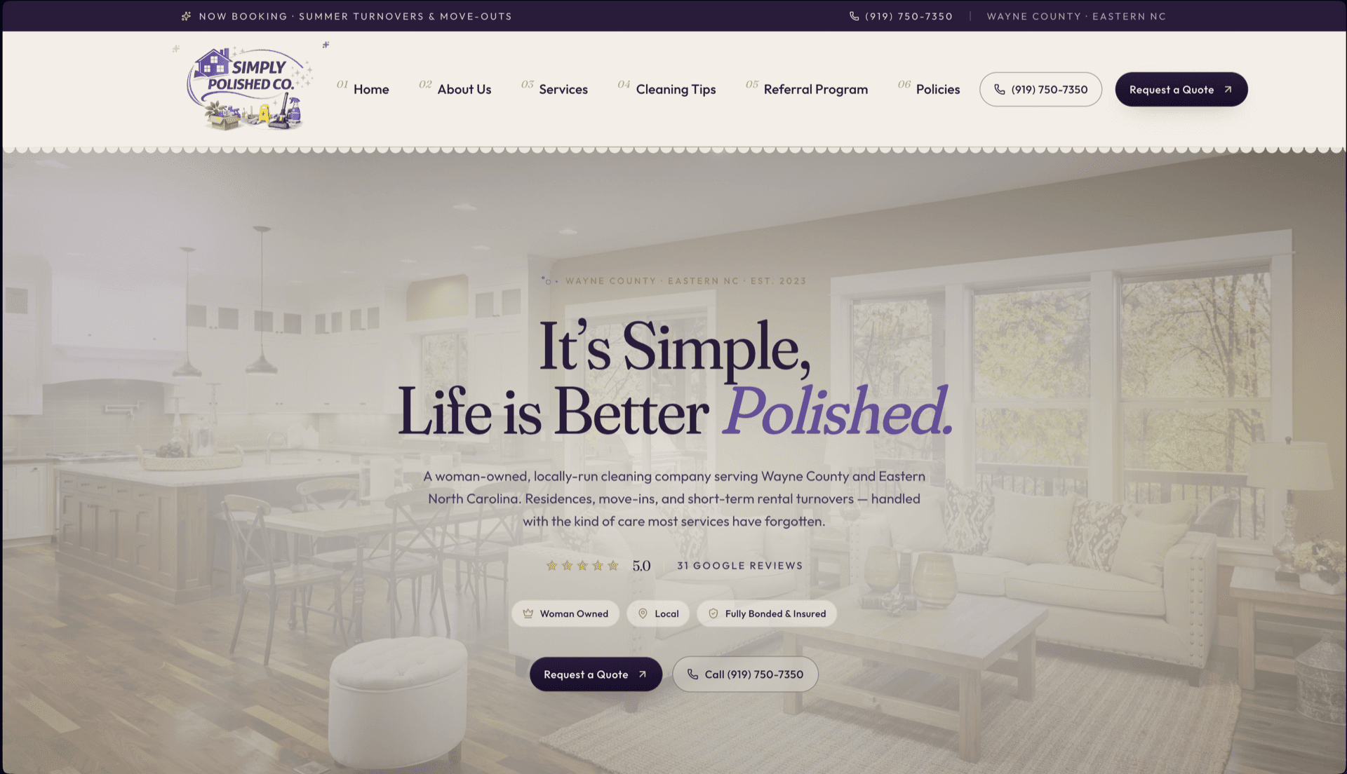 Simply Polished Co. website by Infinite Development