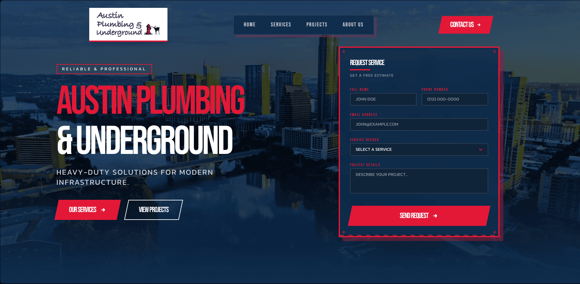 Austin Plumbing & Underground website by Infinite Development