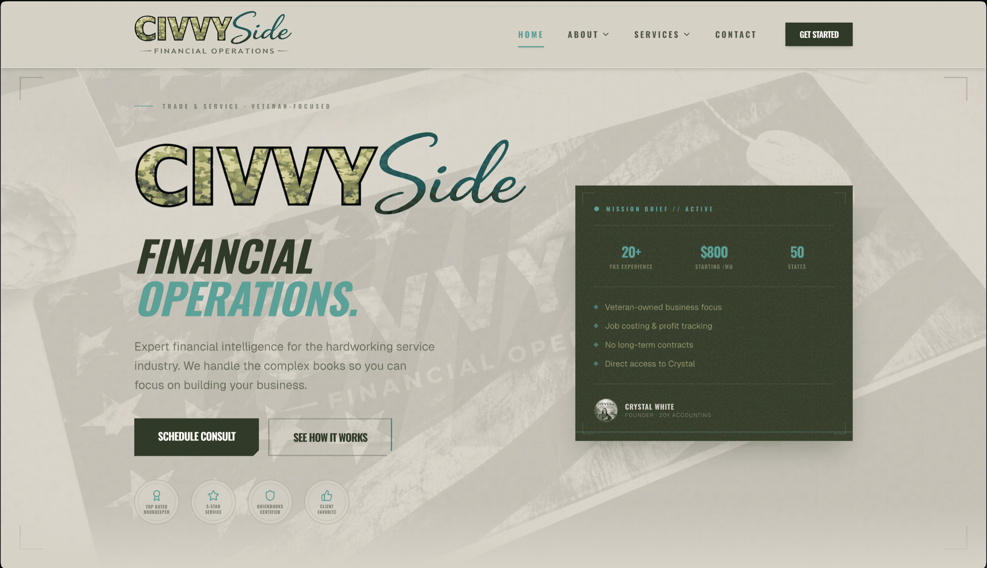 Civvy Side Financial Operations website by Infinite Development