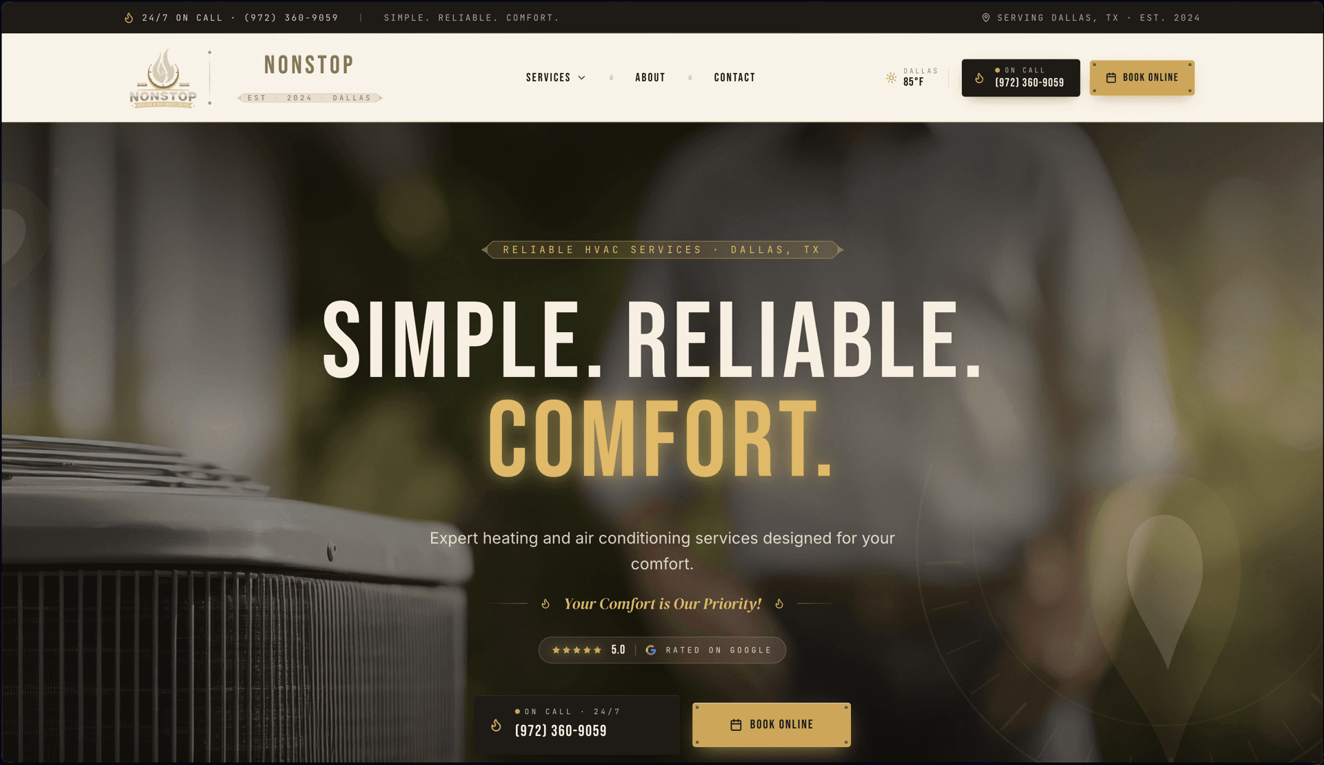 Nonstop Heating & Air website by Infinite Development