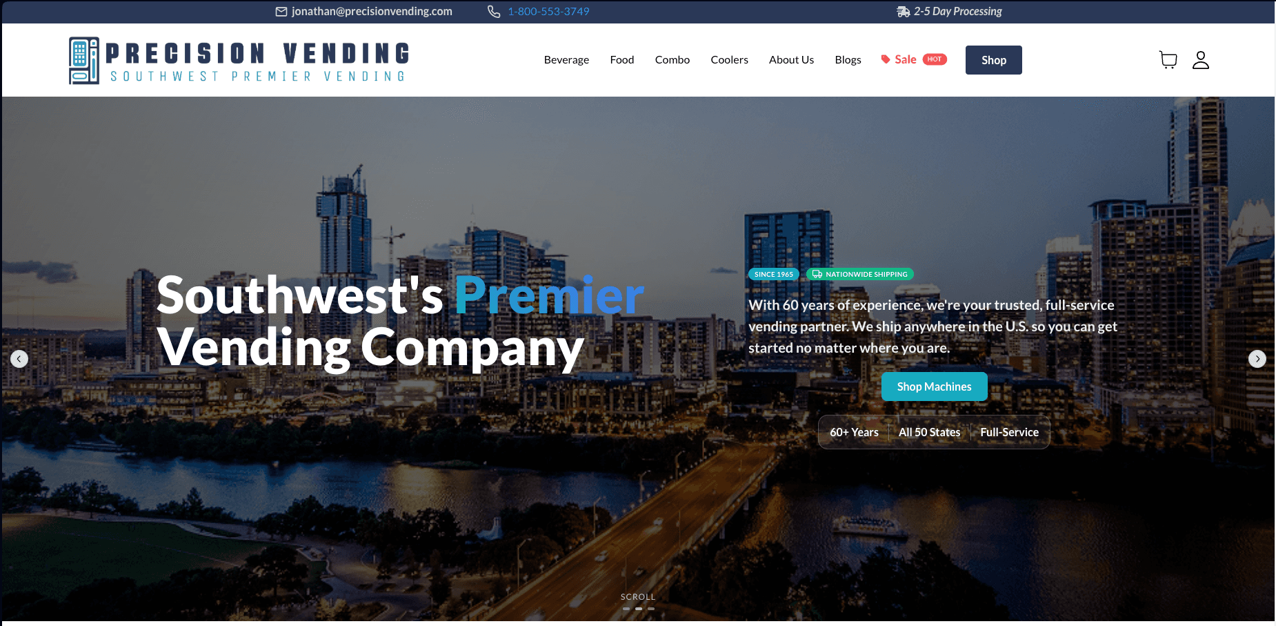 Precision Vending website by Infinite Development